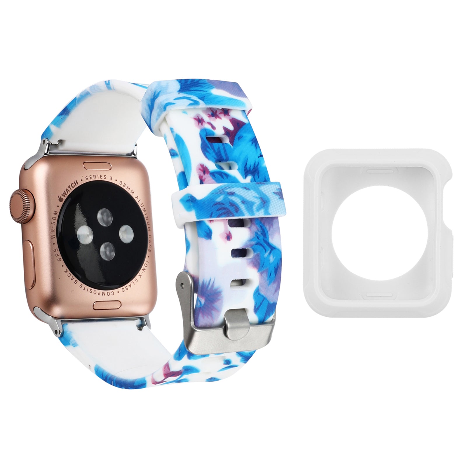 For Apple Watch Series 1 2 3 42mm Pattern Printing Silicone Strap with White TPU Case For Apple Watch Series 1 2 3 42mm Pattern Printing Silicone Strap with White TPU Case